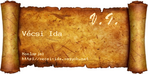 Vécsi Ida névjegykártya